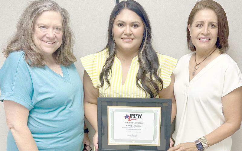 Young Careerist America Gutierrez, center, with PPW members Frances Aston, left, and Susie Najera