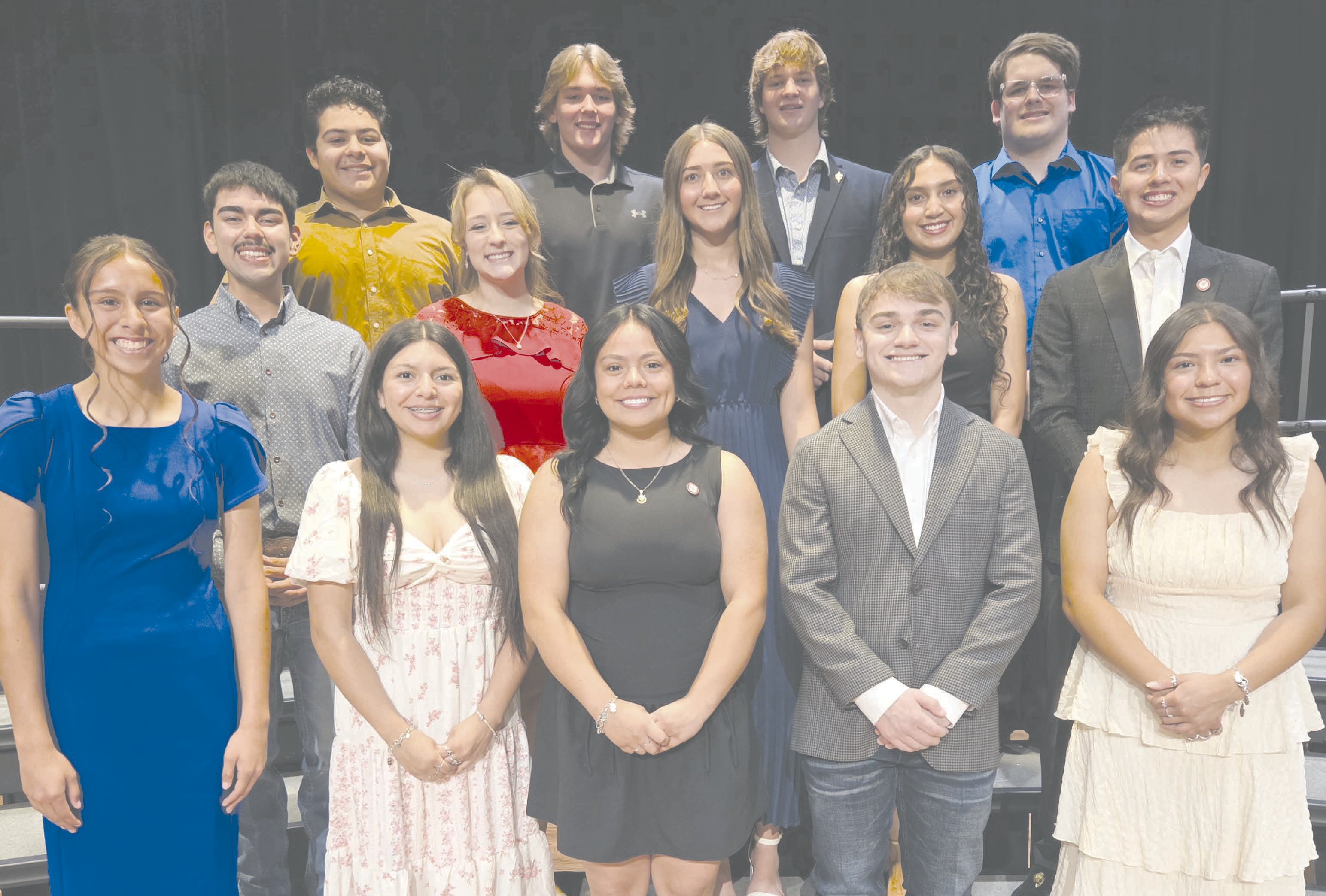 At the annual awards ceremony at Perryton High School on Tuesday, May 12, local scholarships were awarded to PHS seniors. Other awards announced at the ceremony included this year’s Who’s Who, including, from left, front row: Aliyah Hernandez, Nevaeh Martinez, Jimena Mandujano, Samuel DeSantiago, and Ivay Hernandez; second row: Omar Villagran, Jaelan Appelhans, Mallee Vela, Evelyn Osuna Felix, and Jaxten Castanon; back row: Jeremiah Hernandez, Cash Wheeler, Nathan Miller, and Benjamin McCreary.