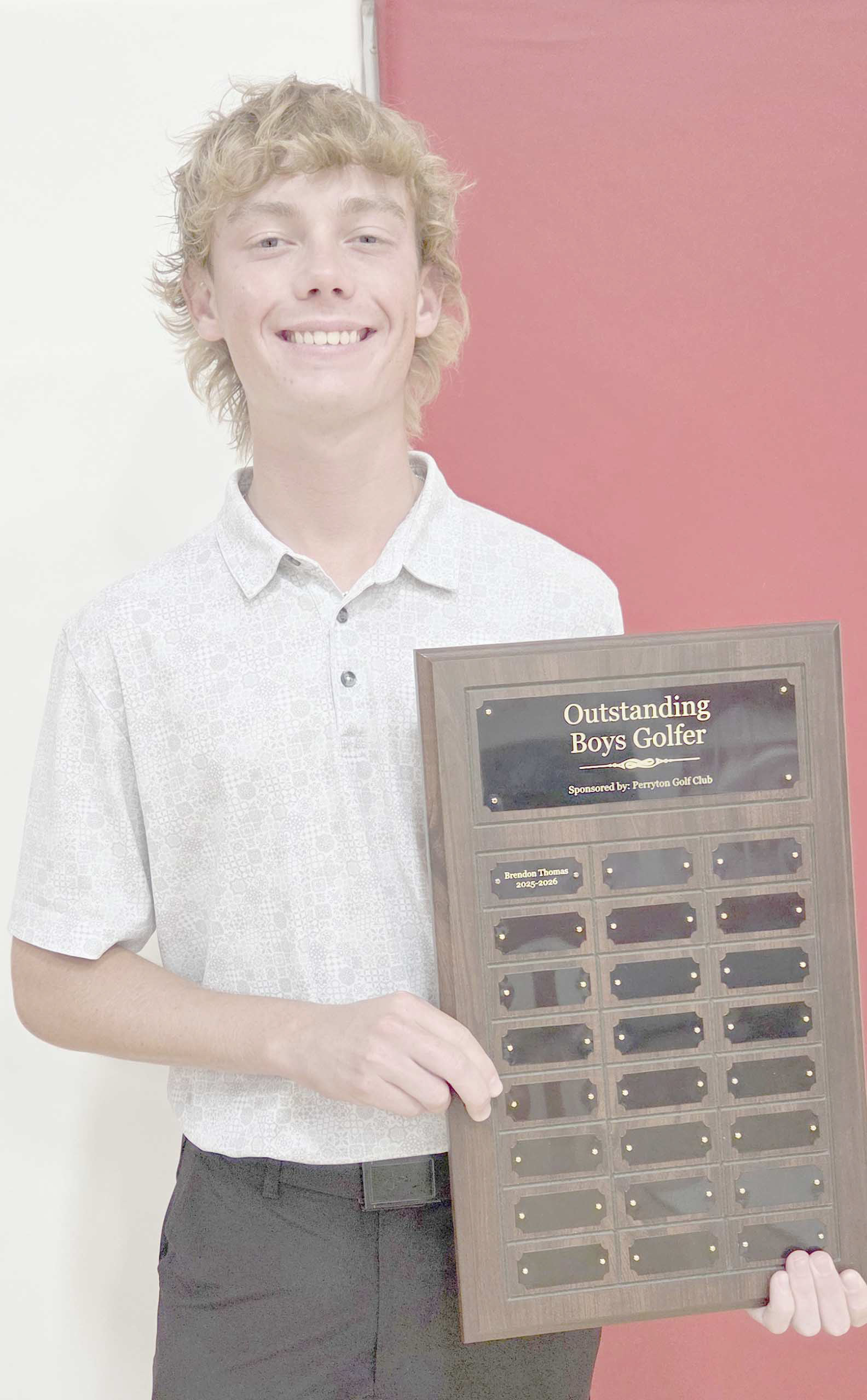 Brendon Thomas was awarded the Outstanding Golfer award during Perryton High School’s annual All Sports Awards Banquet, which was held on May 4 at the high school’s Rangerette Gym.