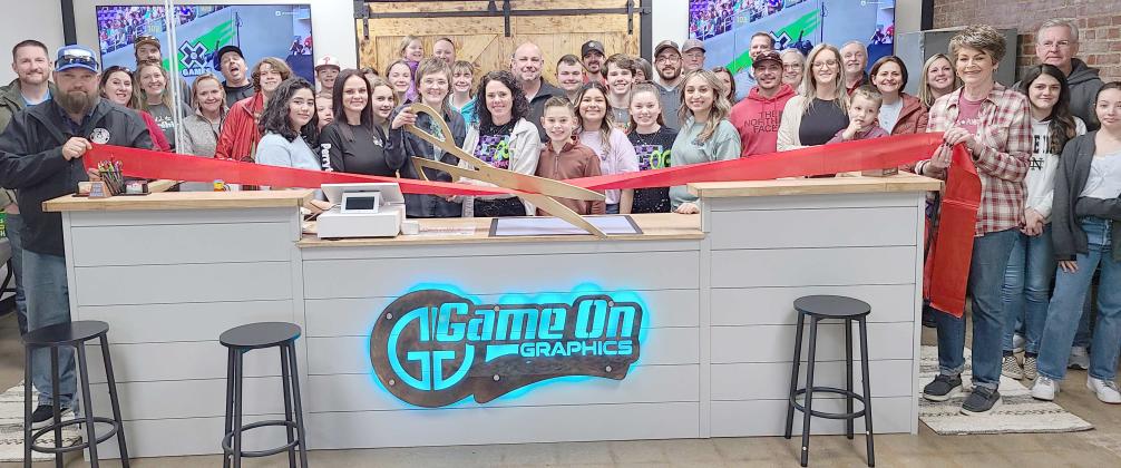 A ribbon-cutting ceremony was recently held for the grand re-opening of Game On Graphics at 212 S. Main in Perryton. The clothing store and graphic design shop is owned by Michael and Lindy Loftis.