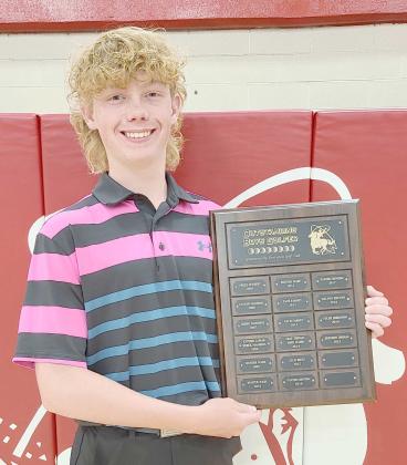 THOMAS NAMED OUTSTANDING GOLFER— Brendan Thomas was awarded the Outstanding Golfer award for during Perryton High School’s annual All Sports Awards Banquet on May 1 at the high school.