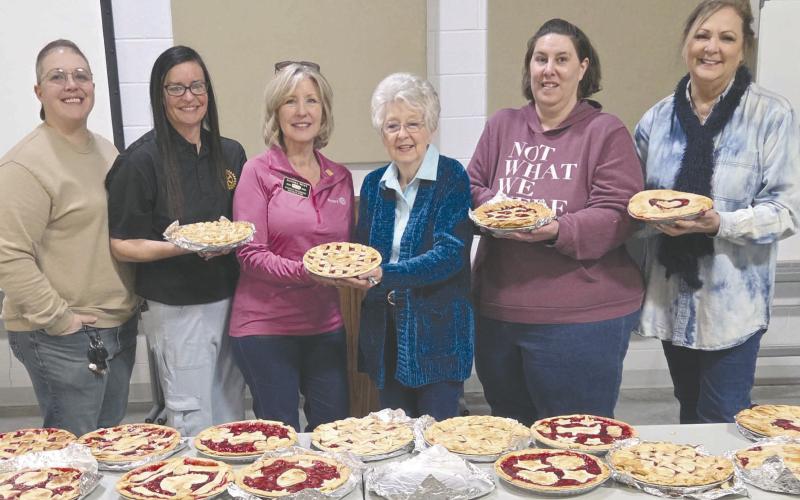 The Rotary Club’s annual Cherry Pie Contest was held on Saturday, Feb. 21. Judges for the contest got to enjoy dozens of delicious pies and desserts that were entered into the competition. Pictured are, from left, judge Jessica Vasquez, Kelly Judice, Rotary International District Governor Sandra Witt, Cynthia Shattles, pie contest chair Crystal Richardson, and judge Daryla Allred.