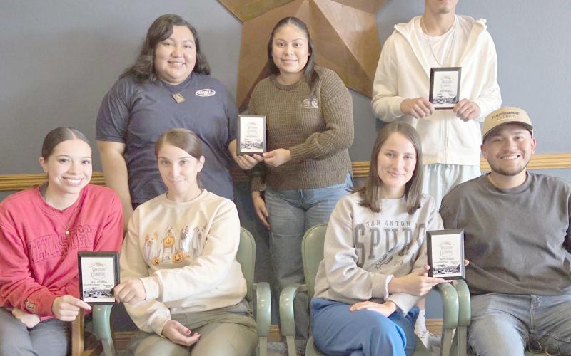 The winners of the Wheatheart of the Nation Celebration parade in August were honored by the Wheatheart of the Nation Celebration Committee at the end of September. Among the winners recognized were, from left, front row: Giselle Romero and Monica Simental, both from Animal Clinic of Perryton, and Alexis Cano and Abraham Cano, from Foursquare Gospel Church; back row: Marissa Rosales and Mariel Martinez, both from Carmex Auto Sales, and Jaedyn Garcia, the Demolition Derby float winner.