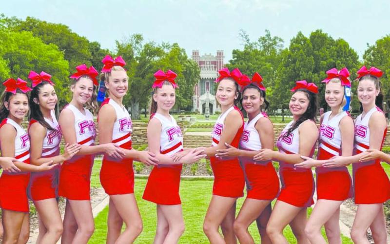 The Perryton High School Cheer Squad attended camp last week, receiving several honors. Squad members, from left, are Maci Cook, Braelynn Kile, Marilyn Rojo, Alexa Vela, Summer Brillhart, Kendyl Brady, Juliet Mier, Geraldine Gamez, Nevaeh Martinez, Ella Brady, Teagan Duke, and Kayman Vanosdol.