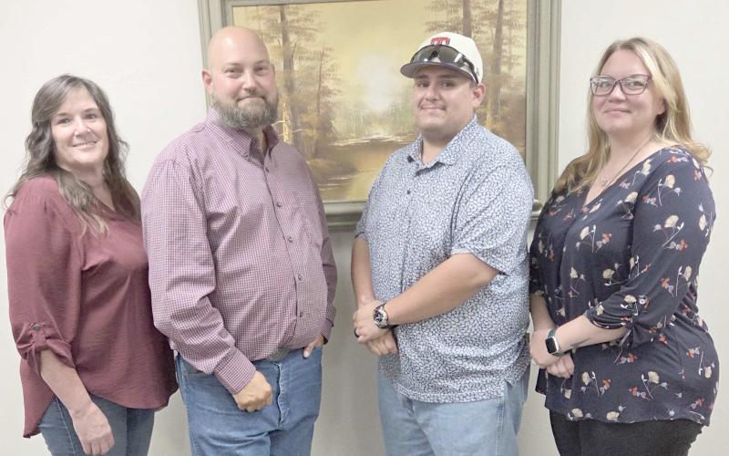KIWANIS OFFICERS NAMED— The Perryton Kiwanis Club named their slate of officers for the upcoming year at their annual banquet on Tuesday, Sept. 9. Pictured from left are secretary Nikki Green, president Chase Allison, president-elect Daniel Chavira, and treasurer Samantha Gonzalez.