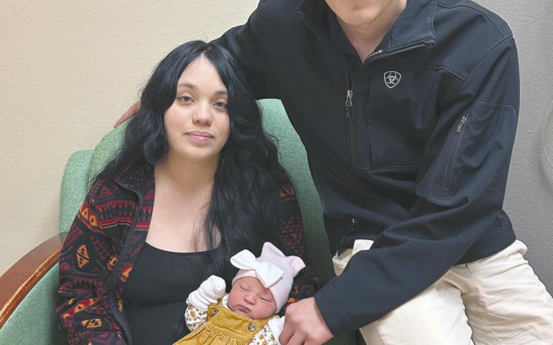 Ochiltree County’s first baby of 2024 was this week at Ochiltree General Hospital. Rosalie Tejeda was born on Monday, Jan. 1, New Year’s Day, at 8:03 p.m. Her parents are Brian and Victoria Tejeda, and she was delivered by Dr. Rachel O’Beirne. Rosalie weighed seven pounds, four ounces and measured 19.4 inches.