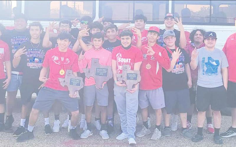 THREE-PEAT CHAMPIONS The Ranger powerlifting team took the regional championship for the third year in a row, and is sending two lifters, junior Christian Laja and sophomore Daniel Alvidrez, and two alternates, to the statepowerlifting meet, set for March 27 in Abilene.The team also had several regional medalists in the regional competition In addition, Coach Casey Arruda was tapped as the Regional Coach of the Year for the third year in a row as well.