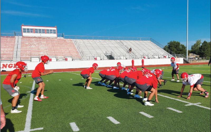 Perryton High School football players and coaches started two-a-days this month, focusing on improving skills, learning plays, powering their way through drills, and boosting endurance. The Rangers will play their first game of the season on Friday, Aug. 30, at Ranger Field against Canyon.