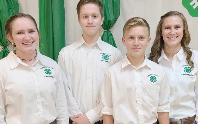Ochiltree County 4-H recently elected their new Ambassadors for 2022-23. 4-H Ambassadors help promote Ochiltree 4-H in the community, through a number of events and projects, including the Wheatheart Celebration parade, Family Fun Nights, 4-H recruitment nights, the county junior livestock show and sale, and more. Pictured are, from left, Rylan Oquin, Canon Huddleston, Kyle Oquin, and Tatum Oquin.