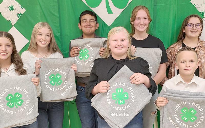BEST EFFORT AWARDS—Ochiltree County 4-H held their annual awards ceremony Monday night at the Expo Center. Winners of the Best Effort Awards included, from left, Hallie Lopez, Emmalee Lopez, Ethan Flores, Rebekah Young, Remi Culwell, Matthew Oquin, and Grace Hampton. Not pictured are Nathan Knox, Darlee George, Lakyn Boxwell, Victoria Wright, Teaghan Morgan.