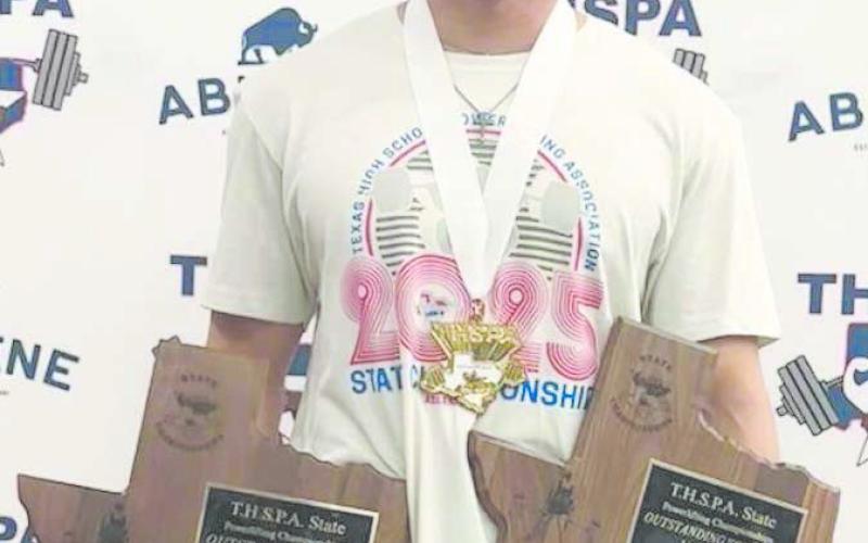 Angel Flores, left photo, and Javier Martinez, right photo, are the state champs in their weight divisions. Martinez was also the outstanding squatter and had the outstanding total, as well as set state records in squat and total.