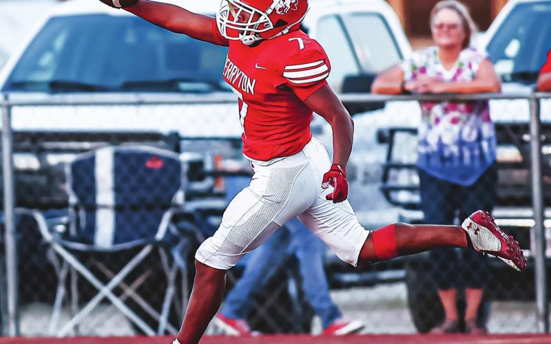 RANGERS FALL TO CANADIAN Isaias Dominguez #7 (JR) busted loose for a long touchdown run as the Rangers tried to mount a comeback against the Canadian Wildcats on Friday. See story for more information. (Photo courtesy of David Erickson)