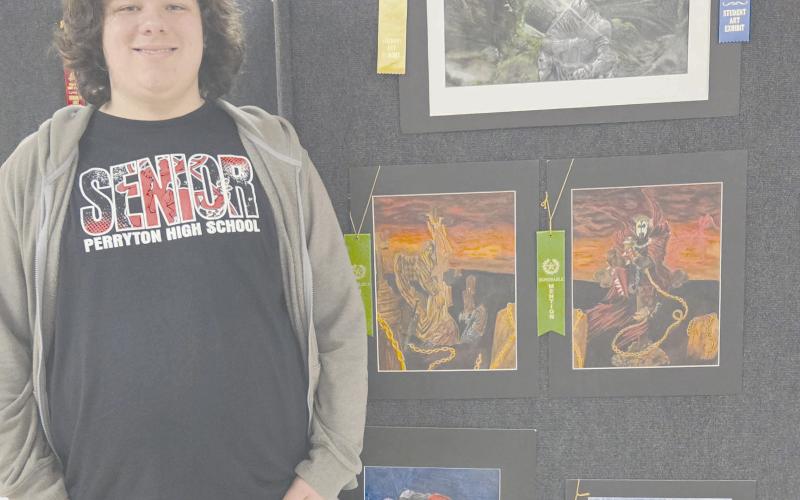 Perryton High School’s annual art show featured artwork created by students of all grade levels. The Best in Show and purchase prize award went to Coda Dettmann for “Forgotten,” which will be added to the high school’s permanent art collection. Dettmann also received a $150 cash prize for his winning artwork.