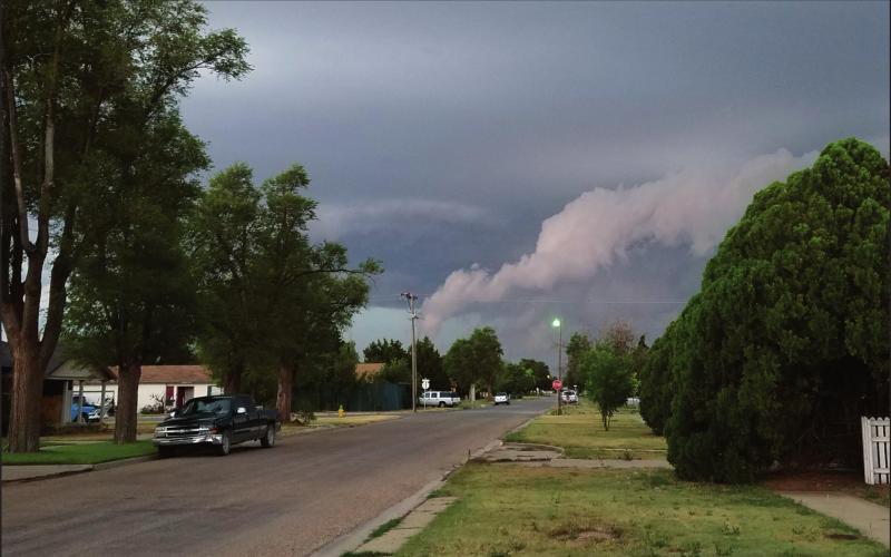 DARK CLOUDS OVERHEAD Anyone looking south of Perryton Monday evening got treated to the sight of ominous black clouds heading for the city. Perryton and Ochiltree County have enjoyed a bit more rain over the past week, but the rain has come with lots of thunder and lightning, as well as some damaging hail.