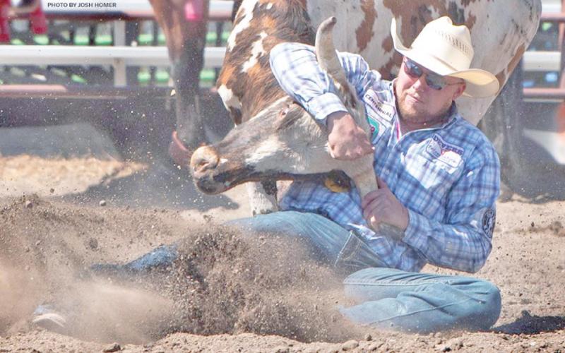 RECORD RUN—Perryton’s Cody Devers set a rodeo-record 32 second run at the Livingston Roundup recently. He is one of the elite currently competing at the Calgary Stampede.