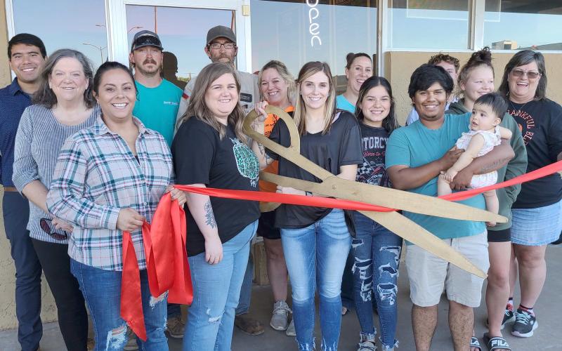 RIBBON CUTTING FOR RED SEA NUTRITION— Perryton-Ochiltree Chamber of Commerce members gathered Tuesday afternoon for a ribbon-cutting ceremony to commemorate the grand opening of Red Sea Nutrition at 920 S. Main Street in Perryton. The nutrition club is owned by Amber Balzer.