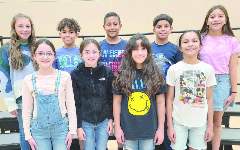 PJH HONOR CHOIR RECOGNIZED— Perryton Junior High sixth grade choir students auditioned in mid-October for places in the 6th Grade Honor Choir. They participated in clinics in Amarillo and performed at the Amarillo Civic Center on Oct. 22. Honor Choir members at PJH included, from left, front row, Tiana Zamora, Sarah Assad, Andrea Pena, and Julia Ramirez; and back row, Alexa Vela, Elian Ramos, Bryan Miranda, Juan Aguilar, and Marilyn Rojo. Not pictured is Maggie Kinney.