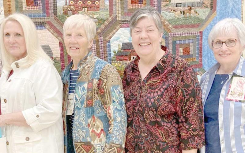 QUILT GUILD CHARTER MEMBERS— The Friendship Quilt Guild recently celebrated its 35th birthday. Charter members of are, from left, Peggy Cantu, Nelle Evans (both night group), Lana Pulpan (day group) and Bonita Campbell. (both day and night groups).