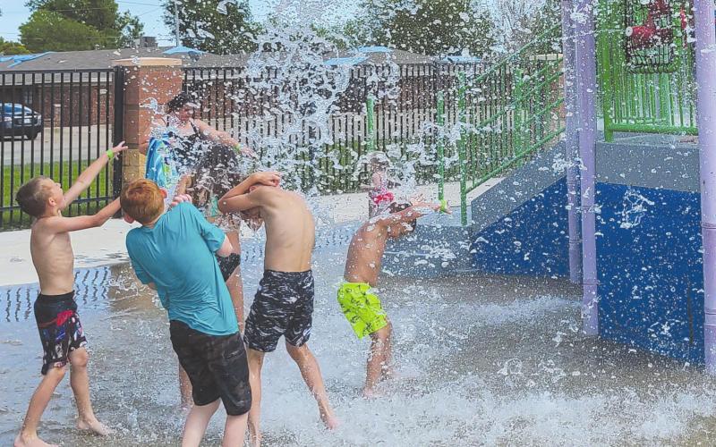 WET AND WILD The Perryton Municipal Water Park has now opened for the summer, and local kids are already taking advantage of the splash pad to get soaked and beat the early summer heat. The regular hours for the water park are Monday through Saturday from 1 p.m. to 7 p.m. On Sundays, the pool is open from 2 p.m. until 6 p.m. The park will stay open this summer until July 31.