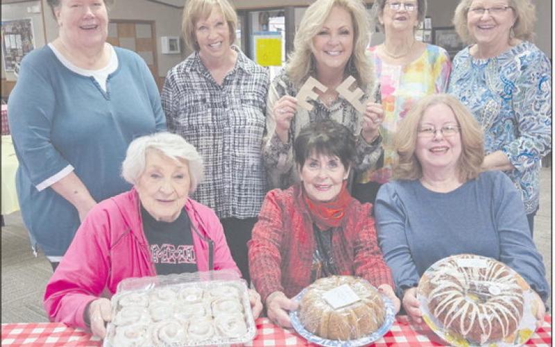 The Senior Citizens Center held their annual Easter Bake Sale on Wednesday, bringing in over $600 as lovers of baked goods bought all the delicious treats they could. The Senior Center holds the bake sale every year to bring in more funds so they can keep prices of their thrice-weekly lunches low. Pictured are, from left, front row: Berwyn Flowers, Bonnie Schaef, and Toni Boren; back row: Corene Munday, Linda Kile, Daryla Allred, Charlotte Cape, and Pat Bilson.