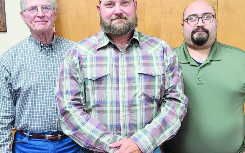 KIWANIS OFFICERS NAMED— The Perryton Kiwanis Club named their new officers at their annual banquet on Tuesday evening. Pictured from left are vice president Budd Rudd, president Chase Allison, and secretary Ralph Gonzalez. Not pictured is treasurer Samantha Gonzalez.