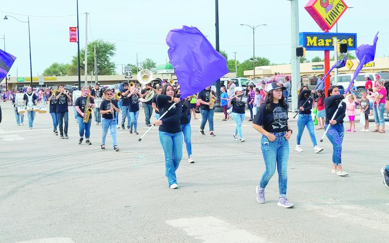 SMALL BAND, SECOND PLACE— Main Street was filled with people on Aug. 20 who turned out to enjoy the annual Wheatheart of the Nation Celebration parade. The second place winner in the Small Band category was the Spearman High School Band.