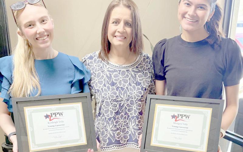 PPW Young Careerists Kynleigh Vela (left) and Morgyn Vela (right) with PPW member Susie Najera
