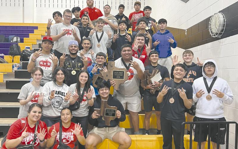 REGIONAL CHAMPS— The Ranger powerlifting team captured its sixth regional championship last weekend. The team will send 10 lifters to state. The Rangers also had six regional champions, two regional champion runners up and two medalists who qualified for the state competition.