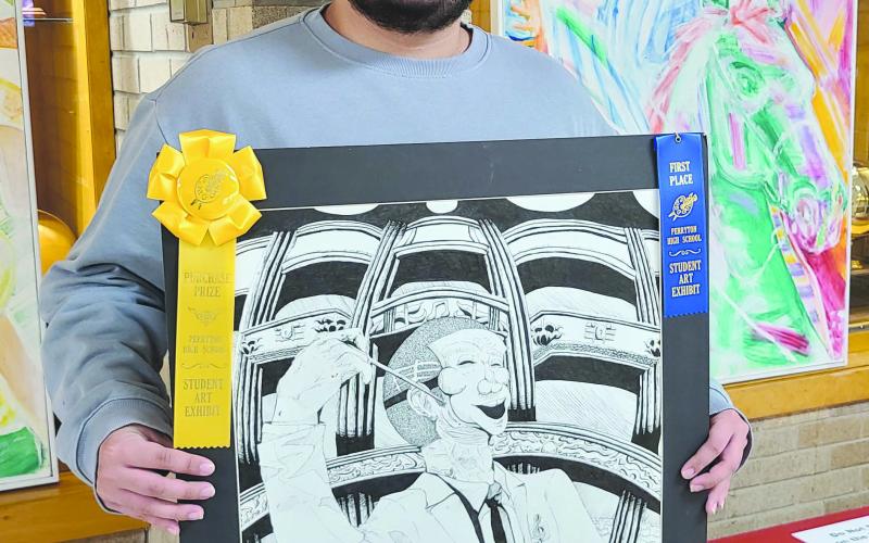Perryton High School’s annual art show will run from May 1-10 during school hours at the high school. Visitors can also see the displayed art after school hours on May 1 and on May 8. The Best in Show and purchase prize award went to Adrian Navarrete for “Night at the Opera,” an ink pen drawing. Navarrete also received a $150 cash prize for his winning artwork.