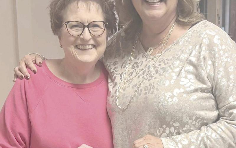 SENIOR CENTER MAKES DONATION— Booker Lions Club president Donna Sheppard, at left, accepted a check for $707 from Daryla Allred, the director of the Ochiltree County Senior Citizens Association, for the Fire Relief Fund benefitting the employees of Preferred Beef Group. Allred made the presentation recently at the weekly Booker Lions Club meeting. The donation was collected from members of OCSCA.