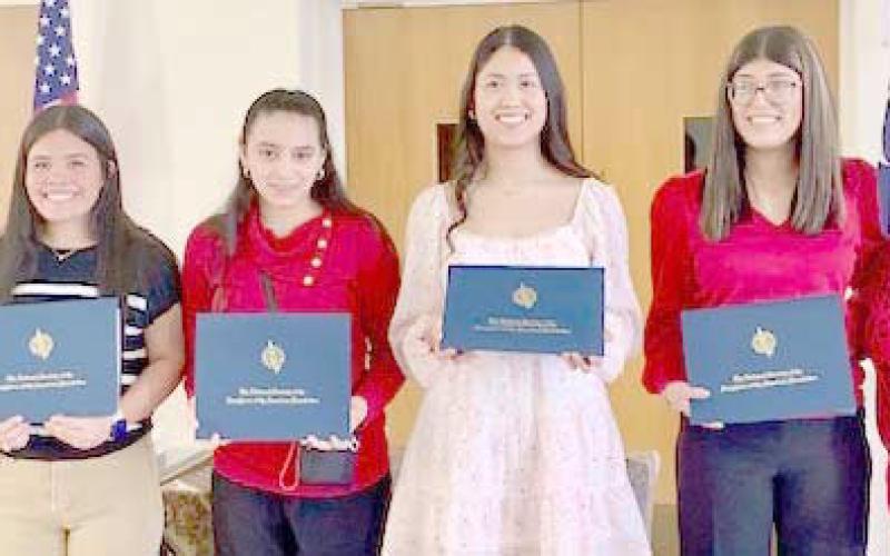 GOOD CITIZEN AWARDS— The Wolf Creek Chapter of the Daughters of the American Revolution presented Good Citizen Awards. Recipients were, from left, Camila Salcedo, Jaslene Baca, Sadie Cummins, Nayla Banuelos and Maribel Ventura. See Story for more information.