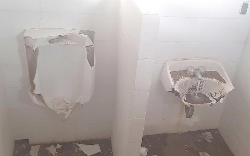 PARK VANDALISM—Vandals did heavy damage to the restrooms at Whigham Park and Leatherman Park in July. Perryton-Ochiltree Crime Stoppers is offering a $1,000 reward for information that leads to an arrest or indictment of those responsible. See story for more information.