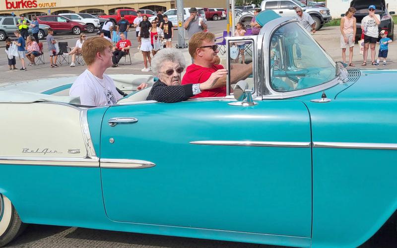 WILDAND FREEAT 103— The parade marshall at the Wheatheart of the Nation Celebration parade on Aug. 20, was Virginia Koch. Koch was 103 years old on the day of the parade, making her the oldest Ochiltree County Old-Timer at this year’s Wheatheart of the Nation Celebration.