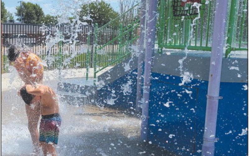COOLING OFF It’s been brutally hot in Perryton and Ochiltree County, and that’s made the Perryton Municipal Water Park a very popular place to be, with the splash pad offering a great way for younger kids to get completely soaked. This is the last week the pool will be open for the season, with Sunday set as the pool’s last day ‘til next summer.