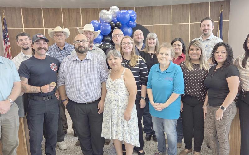 RECEPTION HONORS CHIEF GONZALEZ— City of Perryton officials and staff, law enforcement personnel, family, and well-wishers gathered at Perryton City Hall on Thursday, Aug. 21, for a reception honoring Perryton Police Chief Rafael Gonzalez. The reception was commemorating Gonzalez’s first year as chief of the Perryton Police Department.