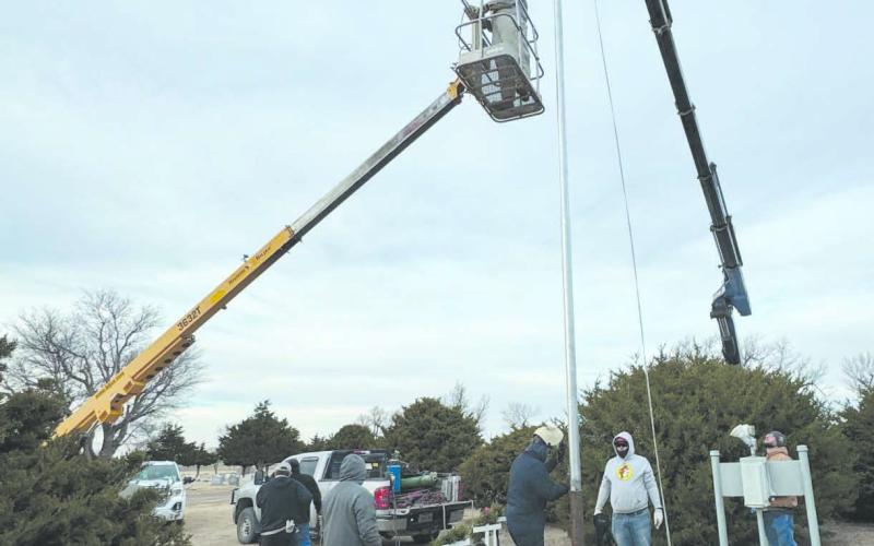 Ochiltree County Cemetery received a new flagpole this month, courtesy of Phil Dollar at Phil Dollar Oilfield Service. The existing flagpole was a few decades old and had suffered significant degradation over the past few years. Phil Dollar Oilfield donated both the flagpole and the labor to set it up at the cemetery.