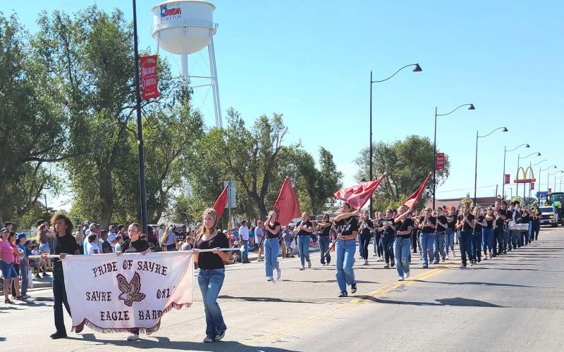 PARADE CHAMP - SMALL BAND– On Saturday, Aug. 24, thousands of Ochiltree County residents turned out to watch the Wheatheart of the Nation Celebration parade. The winner of the Small Band category was the Sayre High School Band.