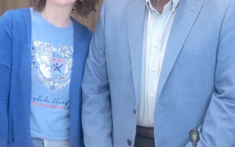 CHILD ABUSE PREVENTION MONTH—Mayor Kerry Symons, right, signed a proclamation designating April as National Child Abuse Prevention Month. Pictured with him is Payton Foster, recruitment and retention coordinator for Court Appointed Special Advocates (CASA) of the High Plains.