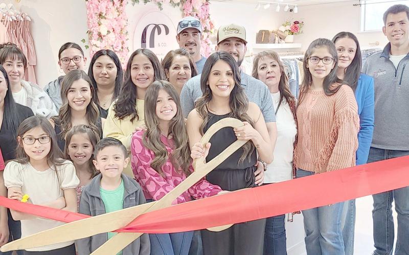 RIBBON-CUTTING HELD AT CC &amp;amp; CO— Members of the Perryton-Ochiltree Chamber of Commerce, along with friends, family, staff, and well-wishers were on hand for a ribbon-cutting ceremony for the grand opening of CC &amp;amp; CO Boutique at 1502 S. Main in Perryton. The clothing boutique is owned by Clarissa Cepeda and Alex Cepeda.
