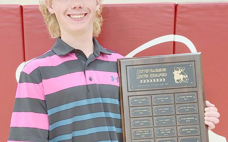 THOMAS NAMED OUTSTANDING GOLFER— Brendan Thomas was awarded the Outstanding Golfer award for during Perryton High School’s annual All Sports Awards Banquet on May 1 at the high school.