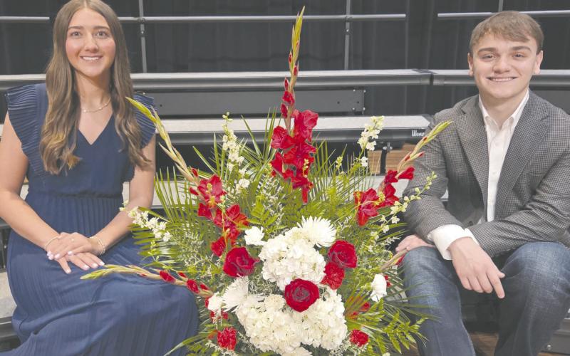 In addition to the announcements of multiple local scholarships, the annual awards ceremony on Tuesday, May 12, included the announcement of this year’s Best All Around in the Class of 2026. They are, from left, Mallee Vela and Samuel DeSantiago.