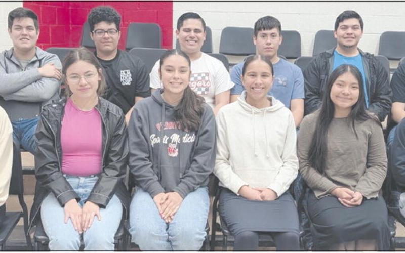 Perryton High School choir students competed in February in the UIL Solo and Ensemble contest, with several students qualifying for state competition in May. Pictured are, from left, front row, Payton Wood, Lorena Hernandez, Janett Arreola, Aliyah Hernandez, Emili Ixtan, and Sam DeSantiago; and back row, Cristian Soto, Jerry Hernandez, Gus Hernandez, Daniel Chavez, Caleb Hernandez, and Austin Allison.