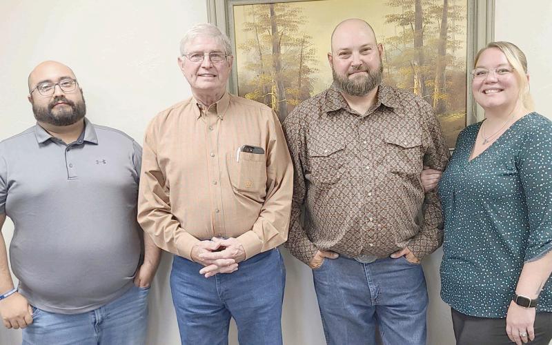The Perryton Kiwanis Club named their new officers at their annual banquet last week. Pictured from left are secretary Ralph Gonzalez, vice president Budd Rudd, president Chase Allison, and treasurer Samantha Gonzalez.