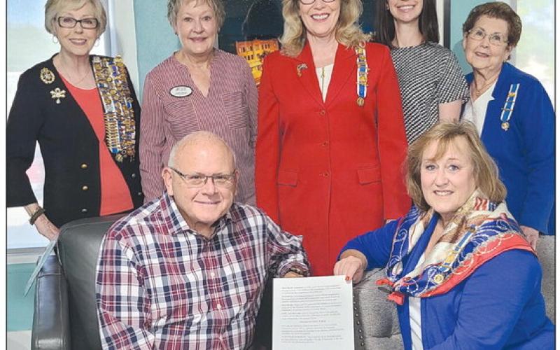 CONSTITUTION WEEK SET FOR SEPT. 17-23 Perryton Mayor Kerry Symons signed a proclamation this week recognizing the local Wolf Creek chapter of the Daughters of the American Revolution and Constitution Week, which runs from Sept. 17-23. Pictured from left, front row, are: Mayor Kerry Symons and Chapter Regent Sherrie Rima; back row: Barbara Johnson, Cynthia Symons, Melodee Rogers, Sarah Tregellas, and Anna Lee Barton.