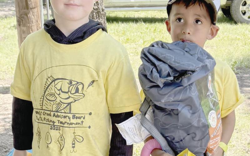 Kids turned out in droves for the Children’s Fishing Tournament at Lake Fryer and Wolf Creek Park at the beginning of June. The top prize winners in the ages 3-6 category were, in the first photo, from left, Altas Nelson (first place) and Ethan Rosales (third place), and in the second photo, Niamiah Salazar (second place).
