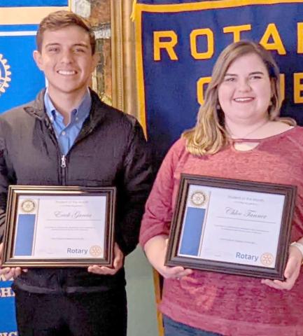 FEBRUARY STUDENTS OF MONTH—Erick Garcia, left, and Chloe Tanner were honored as the Rotary Students of the Month for February. They were special guests of the club at its Feb. 10 meeting.