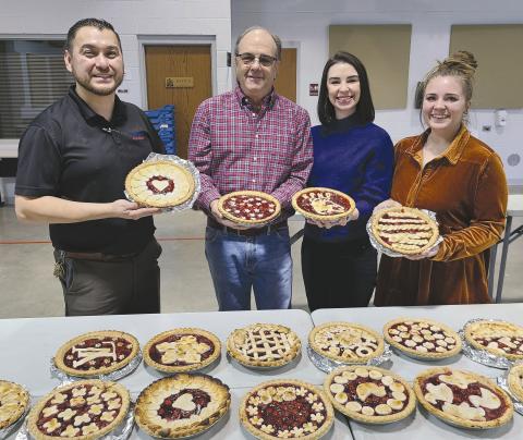 The Rotary Club’s annual Cherry Pie Contest was held on Saturday, Feb. 11. Judges for the contest got to enjoy over 50 delicious pies and desserts that were entered into the competition. Pictured are, from left, Rotary president-elect Rafael Estrada, and judges Bill Powell, Sarah Tregellas, and Hayley Correll.