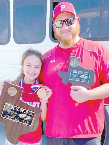 Coach Arruda with one of the 2021 PHS state champion powerlifters Saleen Nyman