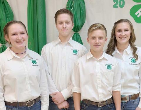 Ochiltree County 4-H recently elected their new Ambassadors for 2022-23. 4-H Ambassadors help promote Ochiltree 4-H in the community, through a number of events and projects, including the Wheatheart Celebration parade, Family Fun Nights, 4-H recruitment nights, the county junior livestock show and sale, and more. Pictured are, from left, Rylan Oquin, Canon Huddleston, Kyle Oquin, and Tatum Oquin.