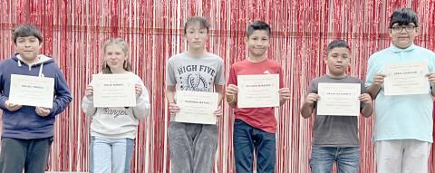 Williams Intermediate School held their end-of-year awards ceremony last month. The recipients of the Perfect Attendance Award for fifth graders were, from left, Rafael Torres, Rylee Merkel, Mariana Matias, William Miranda, Bryan Navarrete, and Ivan Camacho.